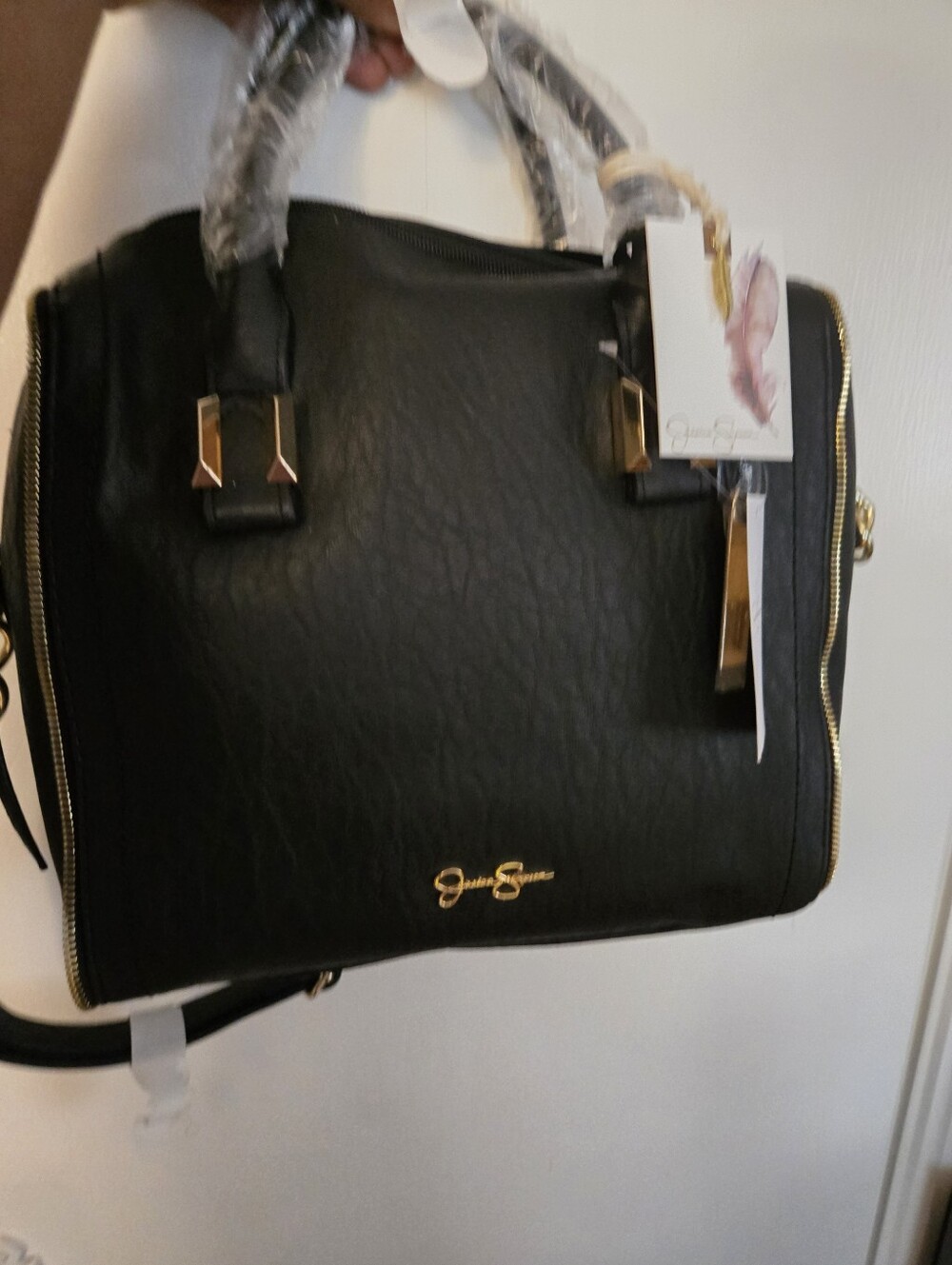 Jessica Simpson Black Satchel with Gold Hardware